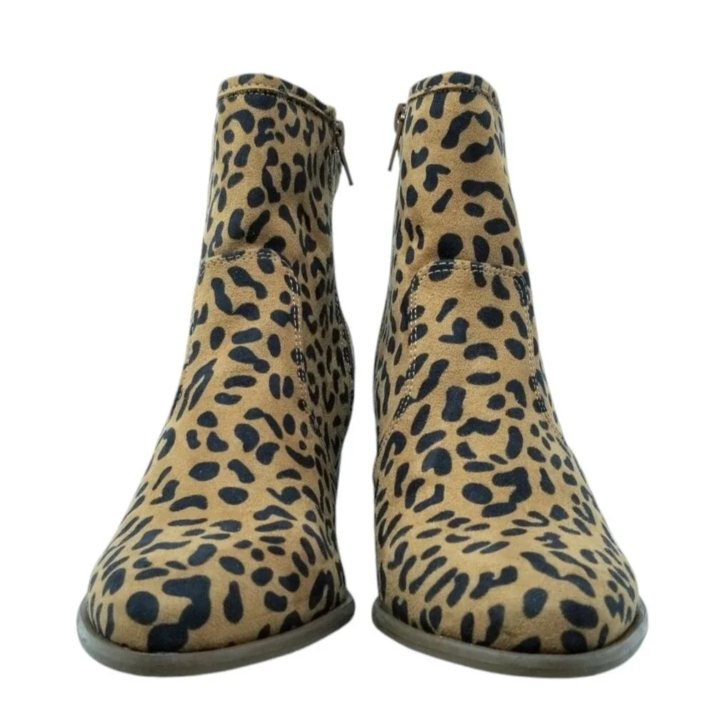 Carlos Santana Leopard Rowan Ankle Boots Size 8